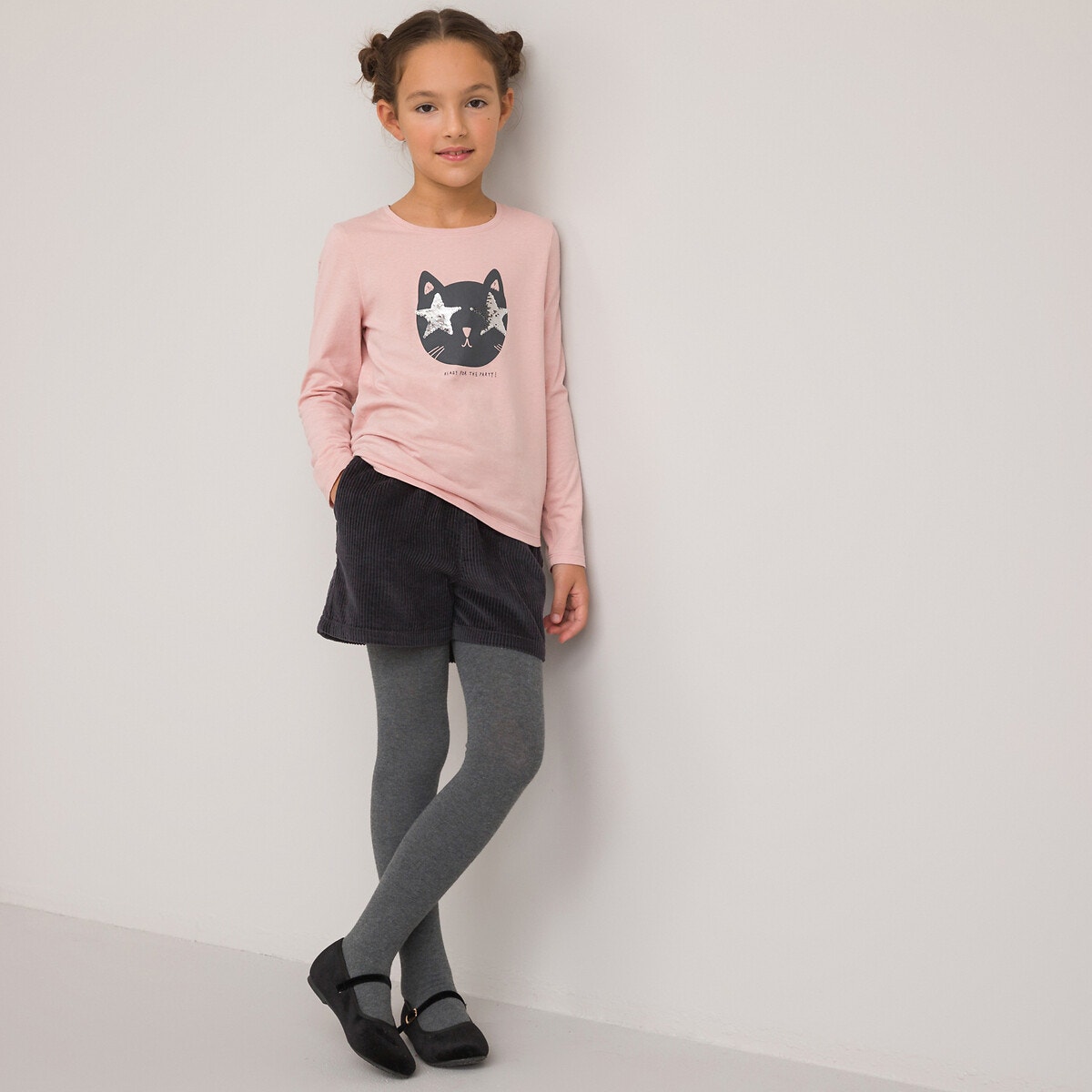 T-shirt Manches Longues Enfant - Motif Chat, Coton Doux, Coupe Confortable Pour Garçons Et Filles - 7