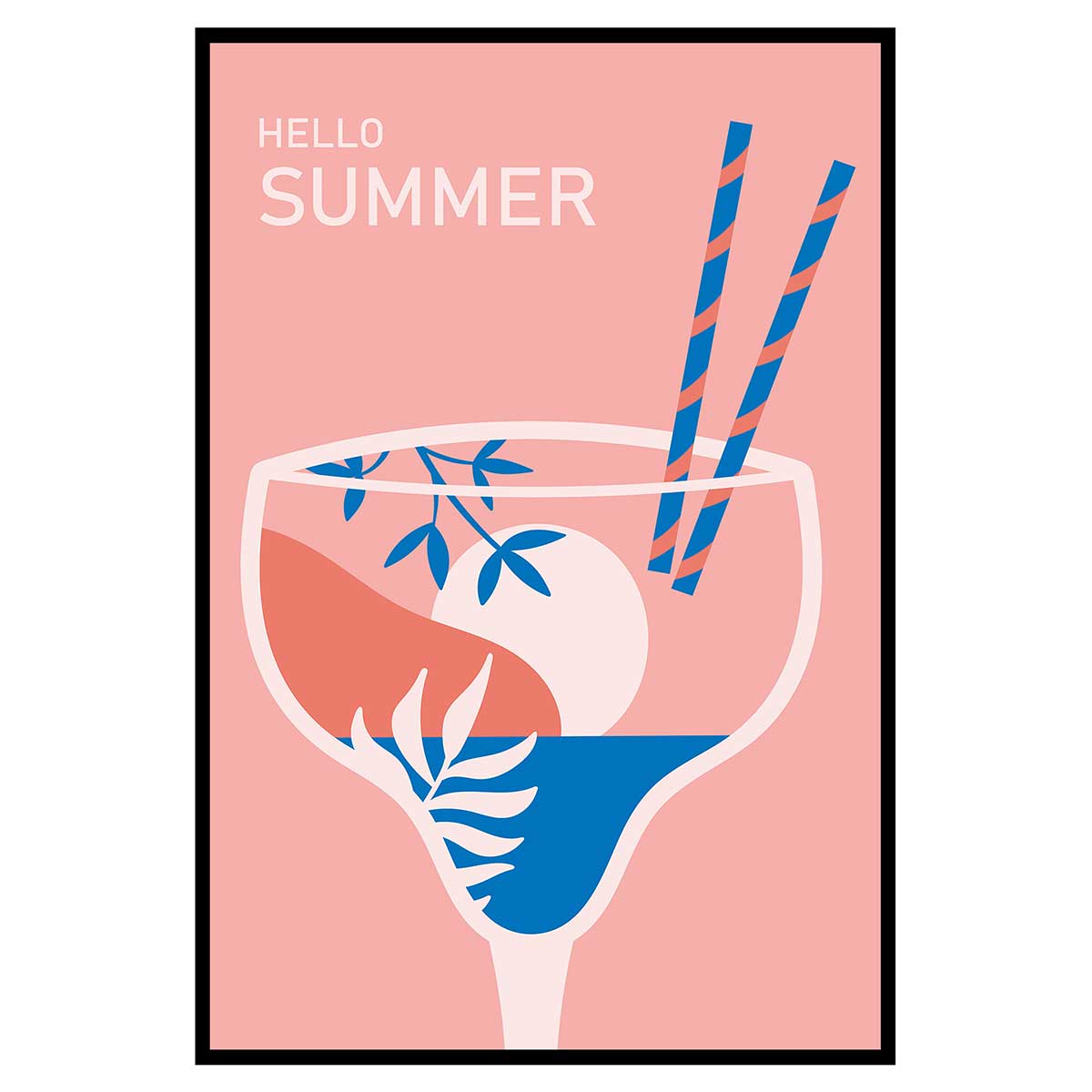 Affiche encadrée cocktail hello summer, HEXOA