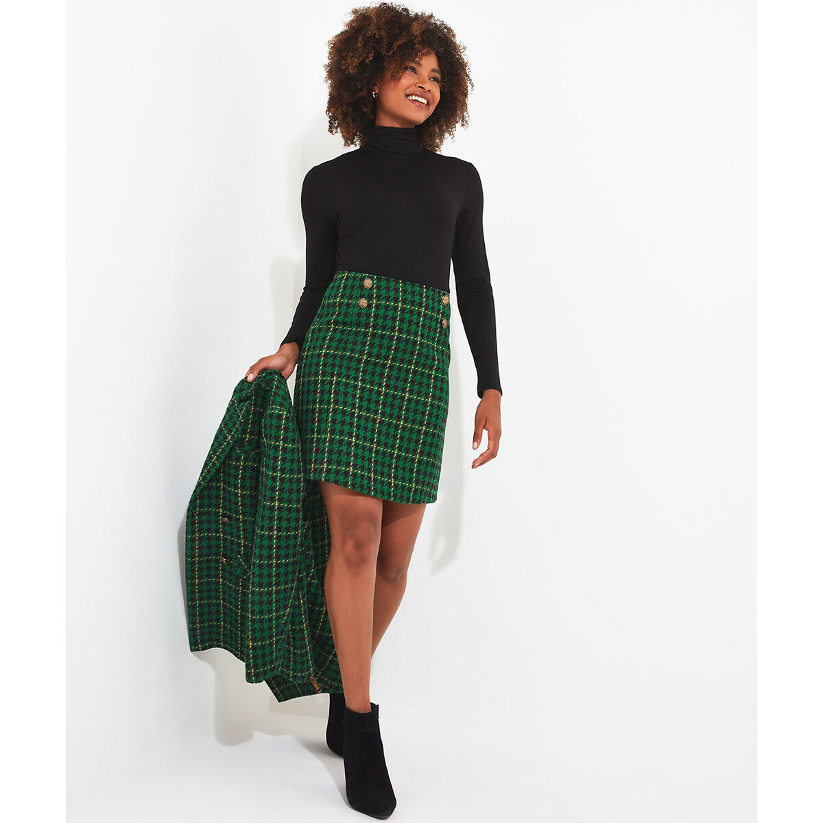 Betty Basics Kit Pleated Skirt Green Check – BoxHill
