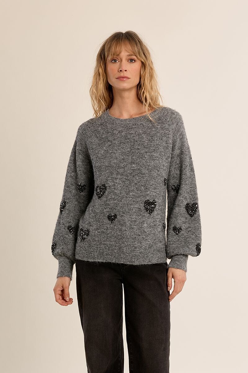 Pull col rond détail cœurs, MOLLY BRACKEN