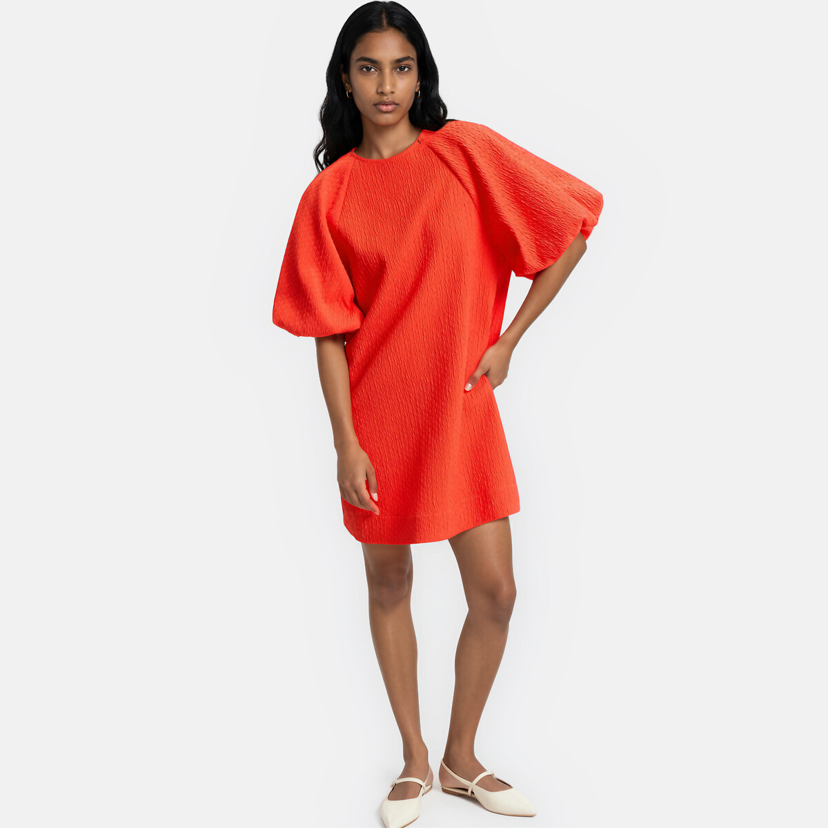 Short Puff Sleeve Mini Dress, LA REDOUTE COLLECTIONS