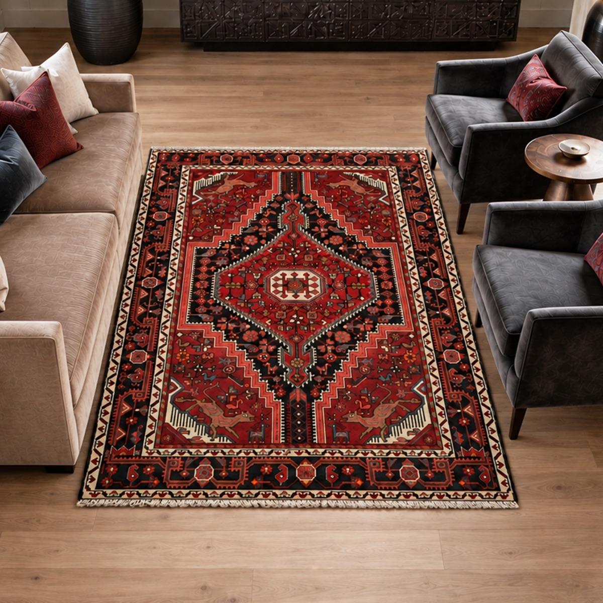 Tapis d'orient au motif oriental, noué main, HAMADAN 38, UN AMOUR DE TAPIS