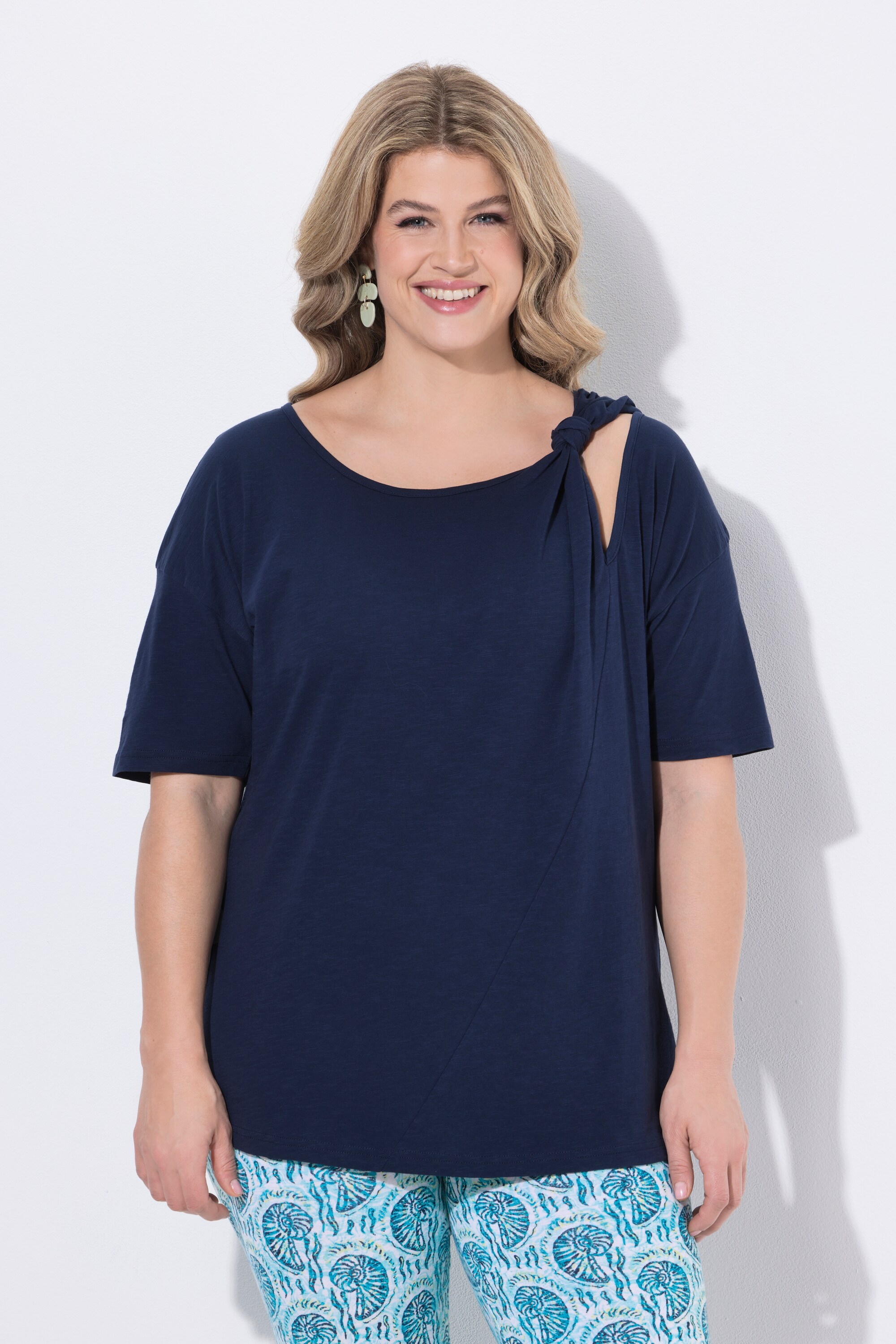 T-shirt en coton bio, nœud fantaisie, ULLA POPKEN