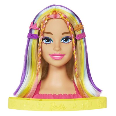 Barbie - ultra chevelure - tête à coiffer blonde mèches arc-en-ciel - poupée mannequin - 3 ans et + BARBIE