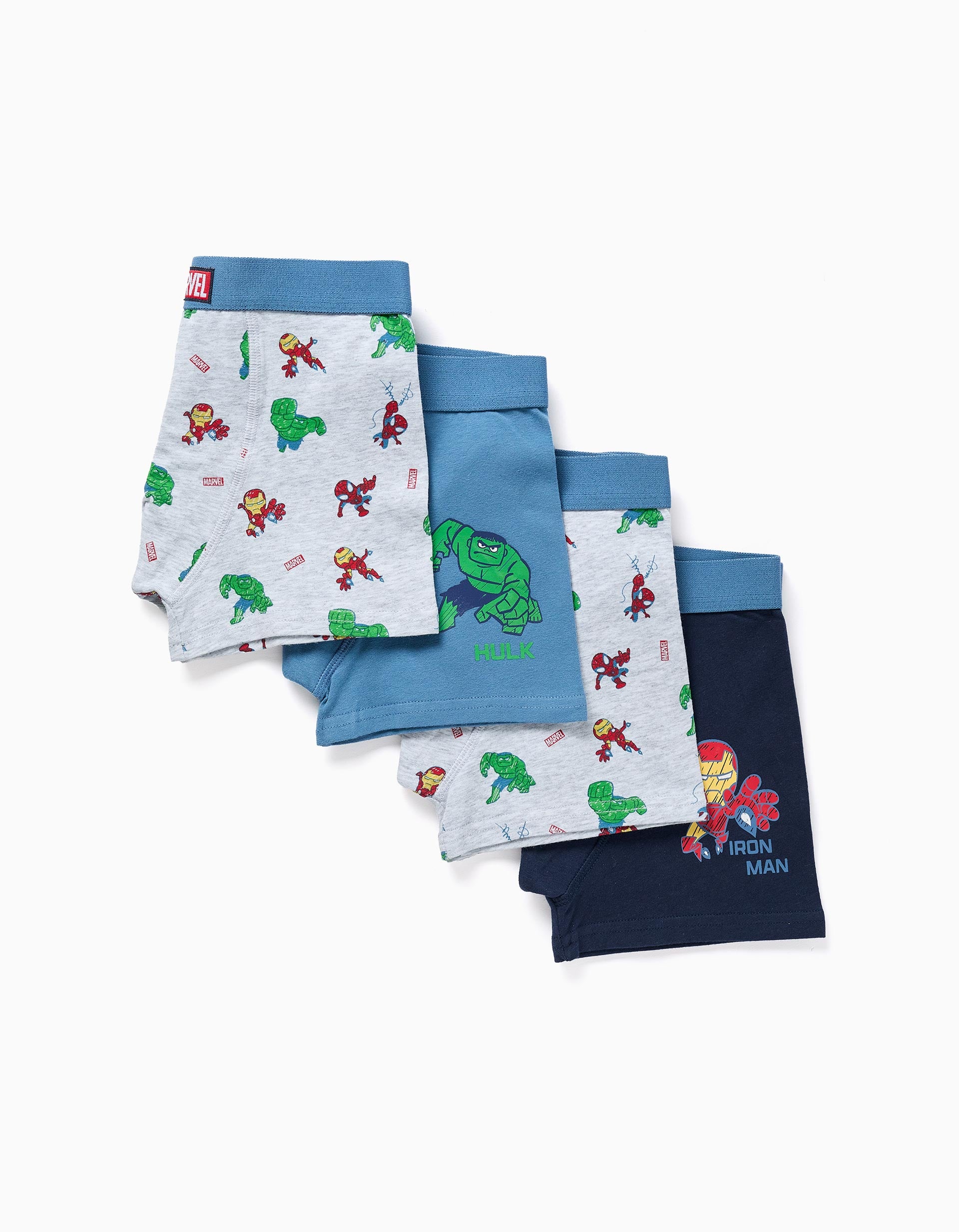 Lot de 4 boxers en coton avec imprimés Marvel, ZIPPY
