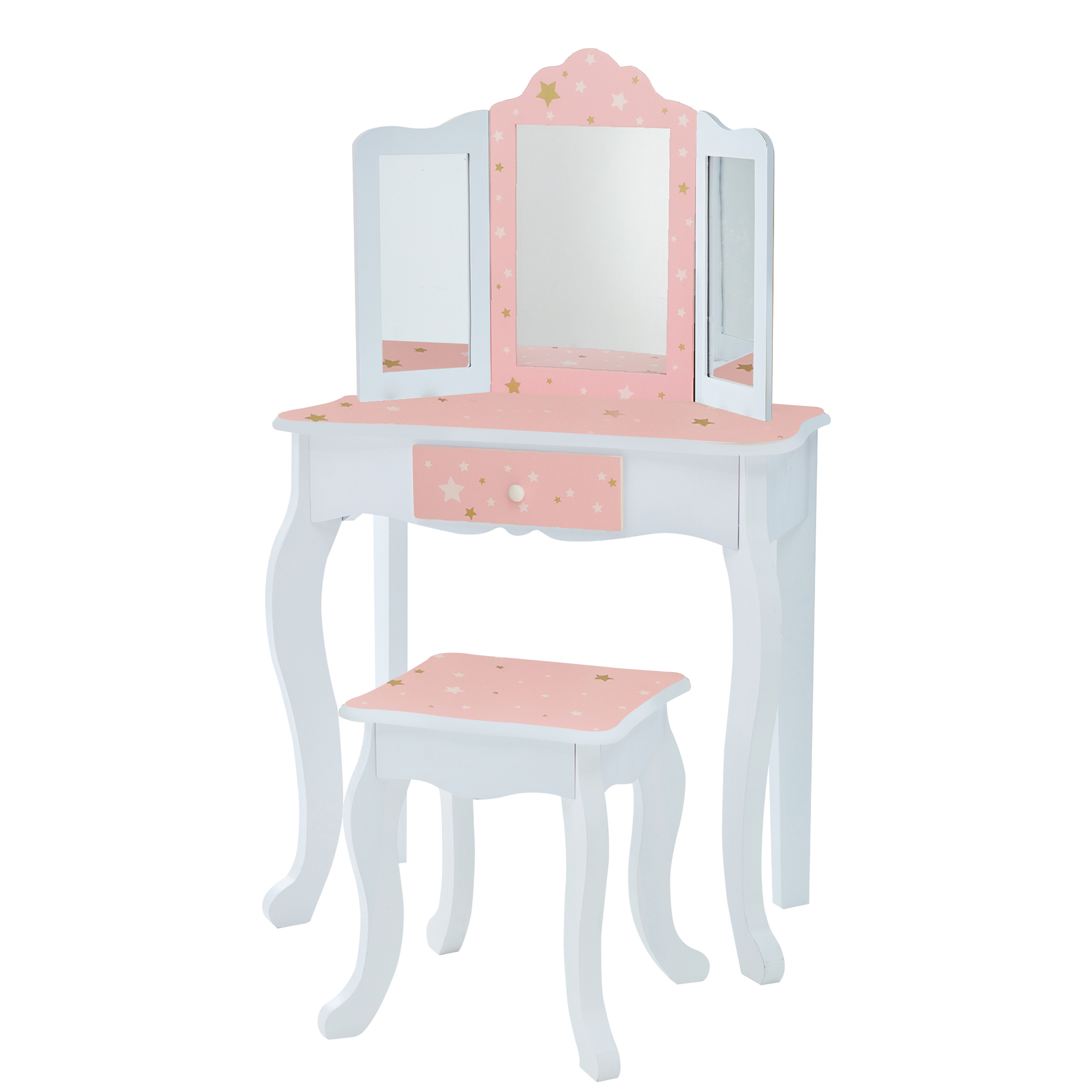 Coiffeuse Tabouret Enfant Bois avec miroir, tiroir et tabouret, FASHION PRINTS, TEAMSON KIDS