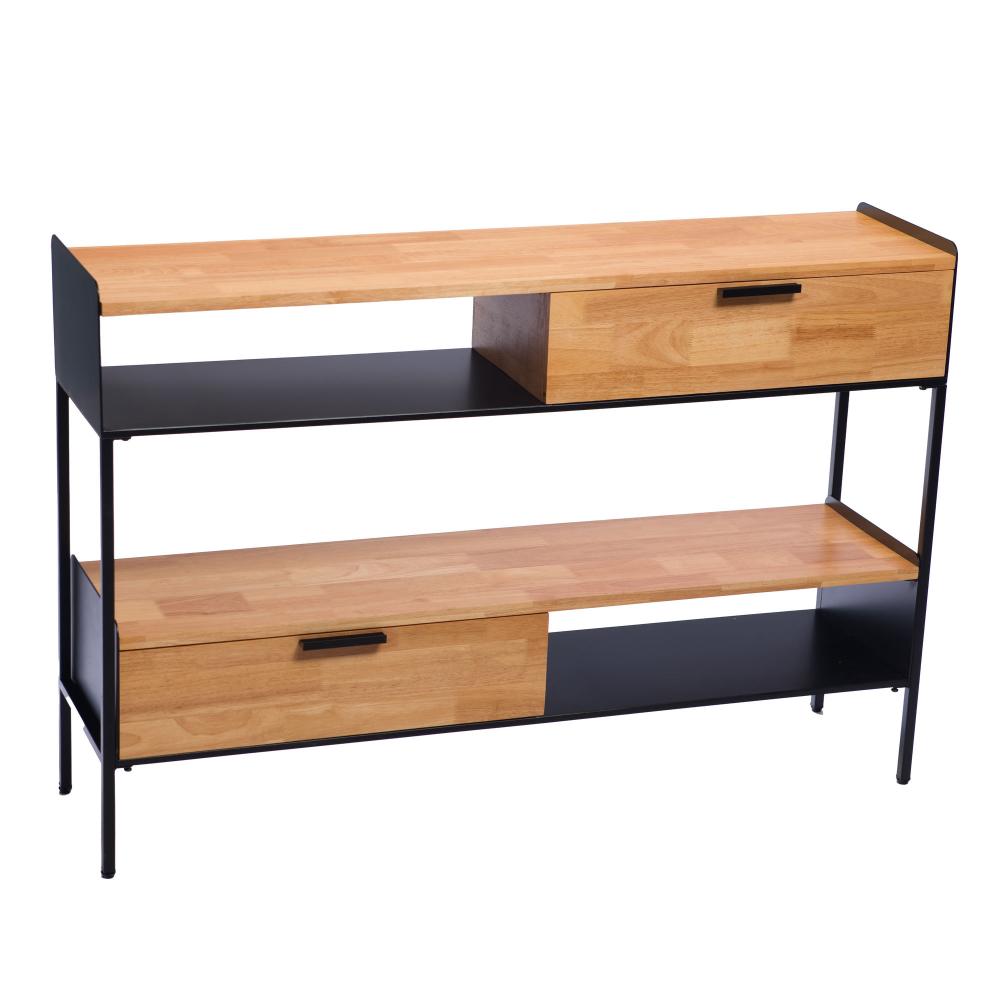 Console double en bois et métal L120 cm Nature, AMADEUS