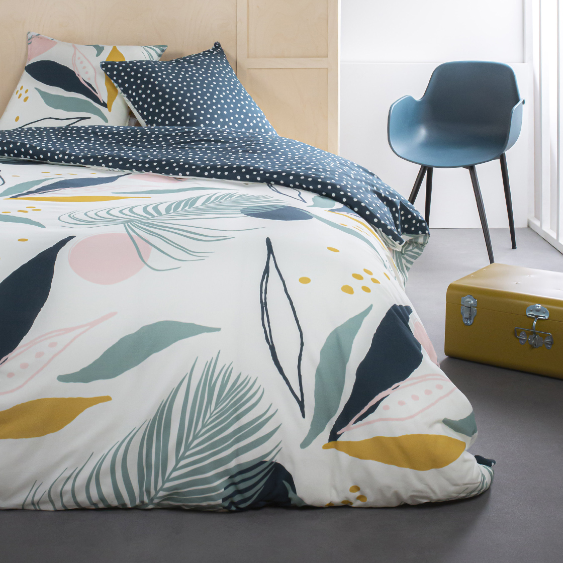 Parure de lit coton 2 personnes imprimé floral SUNSHINE, TODAY