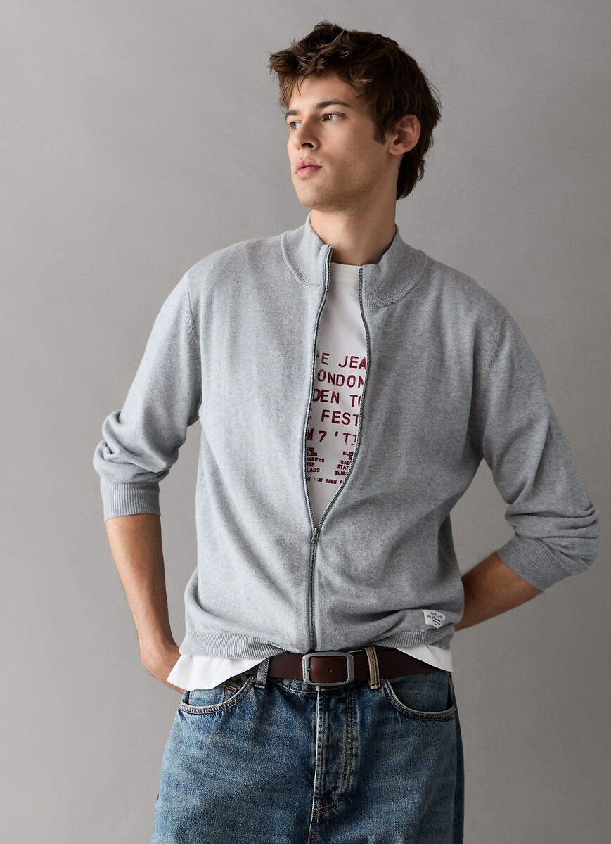 Sudadera con cremallera y cuello alto, PEPE JEANS