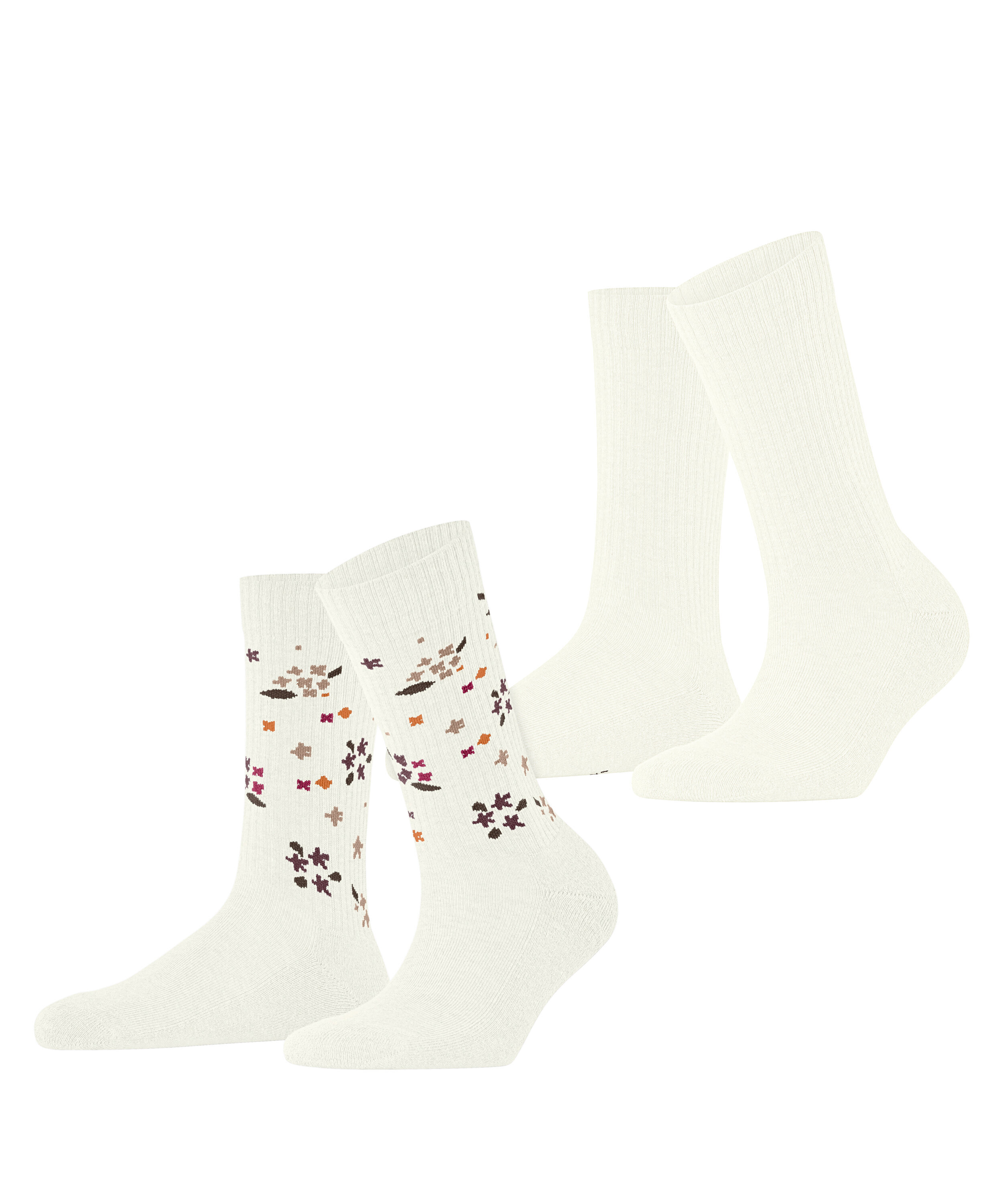 Chaussettes Flower Rib 2-Pack Opaque, ESPRIT