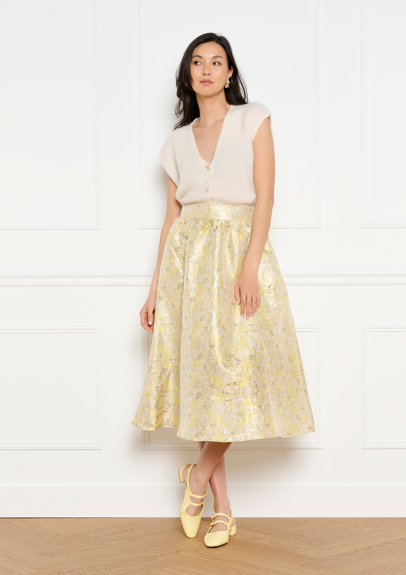 Jupe midi jacquard évasée, LOLALIZA
