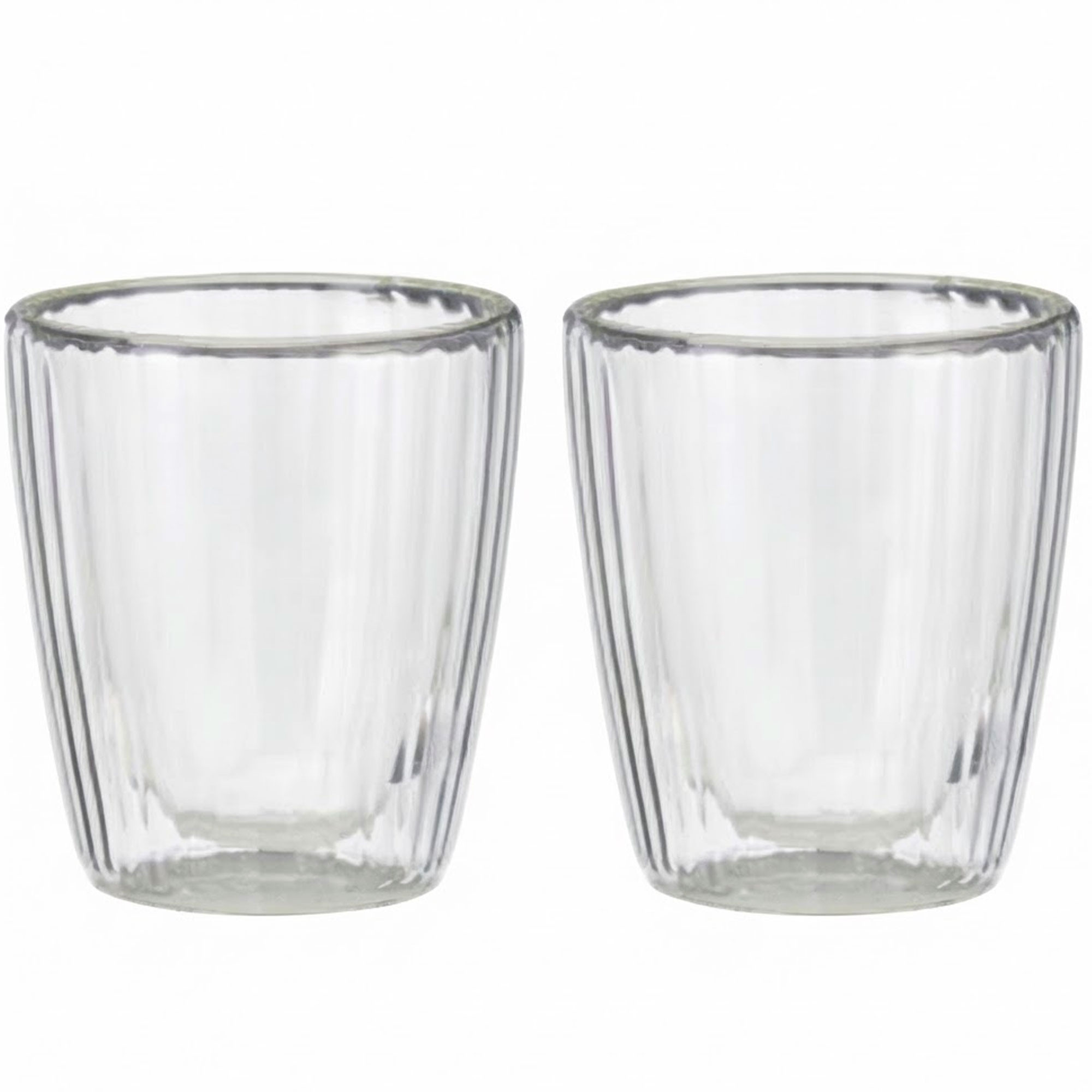 Set de 2 tasses à café double paroi en verre borosolicate strié 250ml, WADIGA