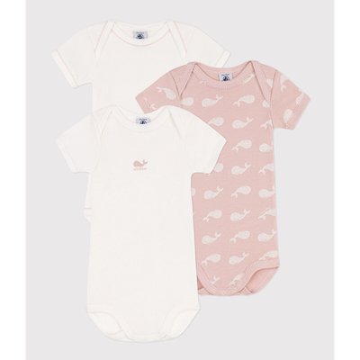 Pack of 3 Bodysuits in Cotton with Short Sleeves PETIT BATEAU