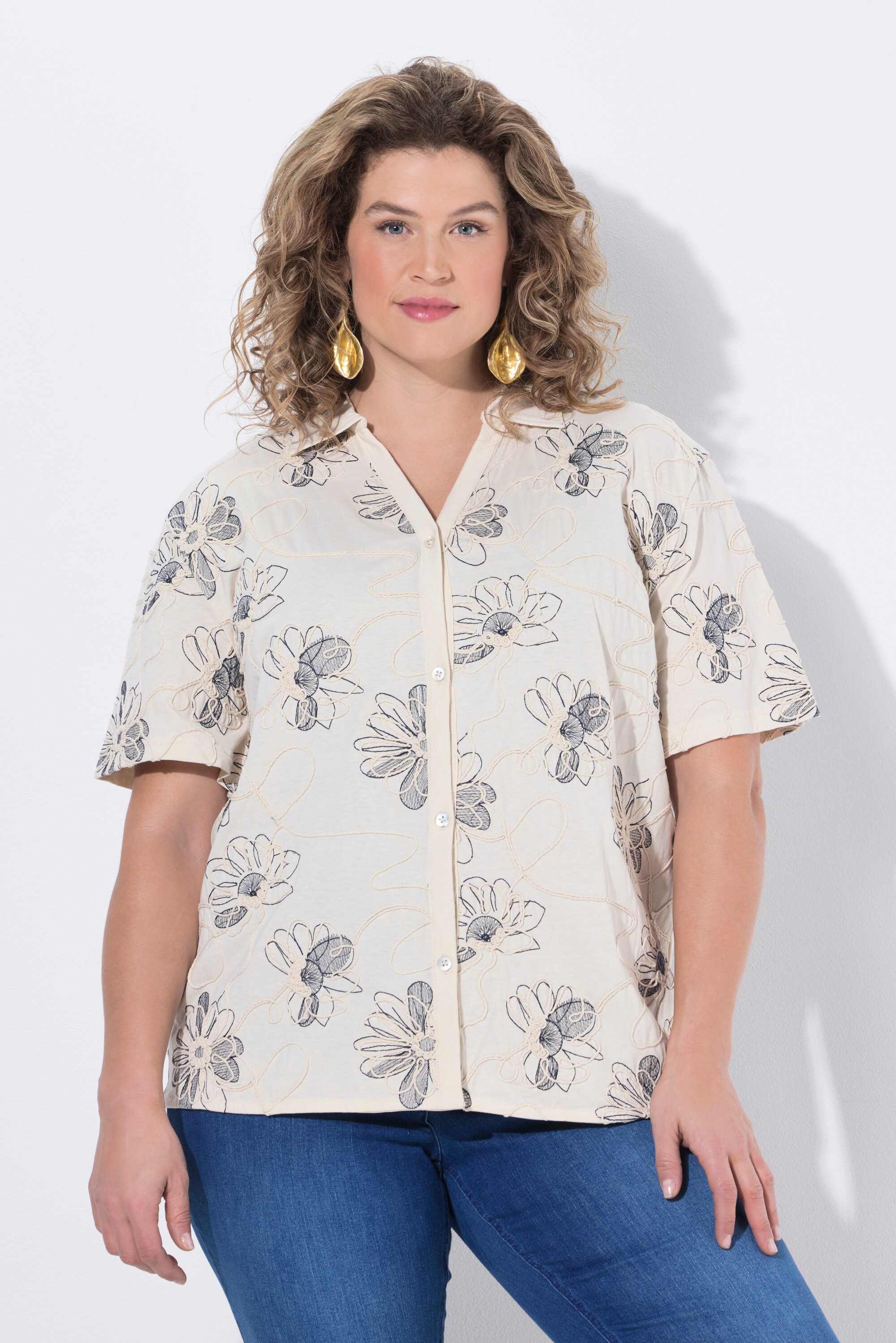 Surchemise en coton bio, avec broderies, ULLA POPKEN