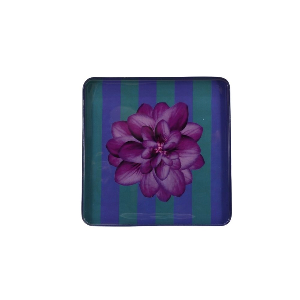 Plateau en métal laqué motif blossom 25x25cm, HASHTAG DECO