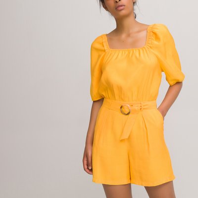 Playsuit with Short Puff Sleeves LA REDOUTE COLLECTIONS