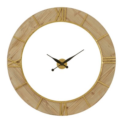 98cm Gold and Natural Wood Wall Clock SO'HOME