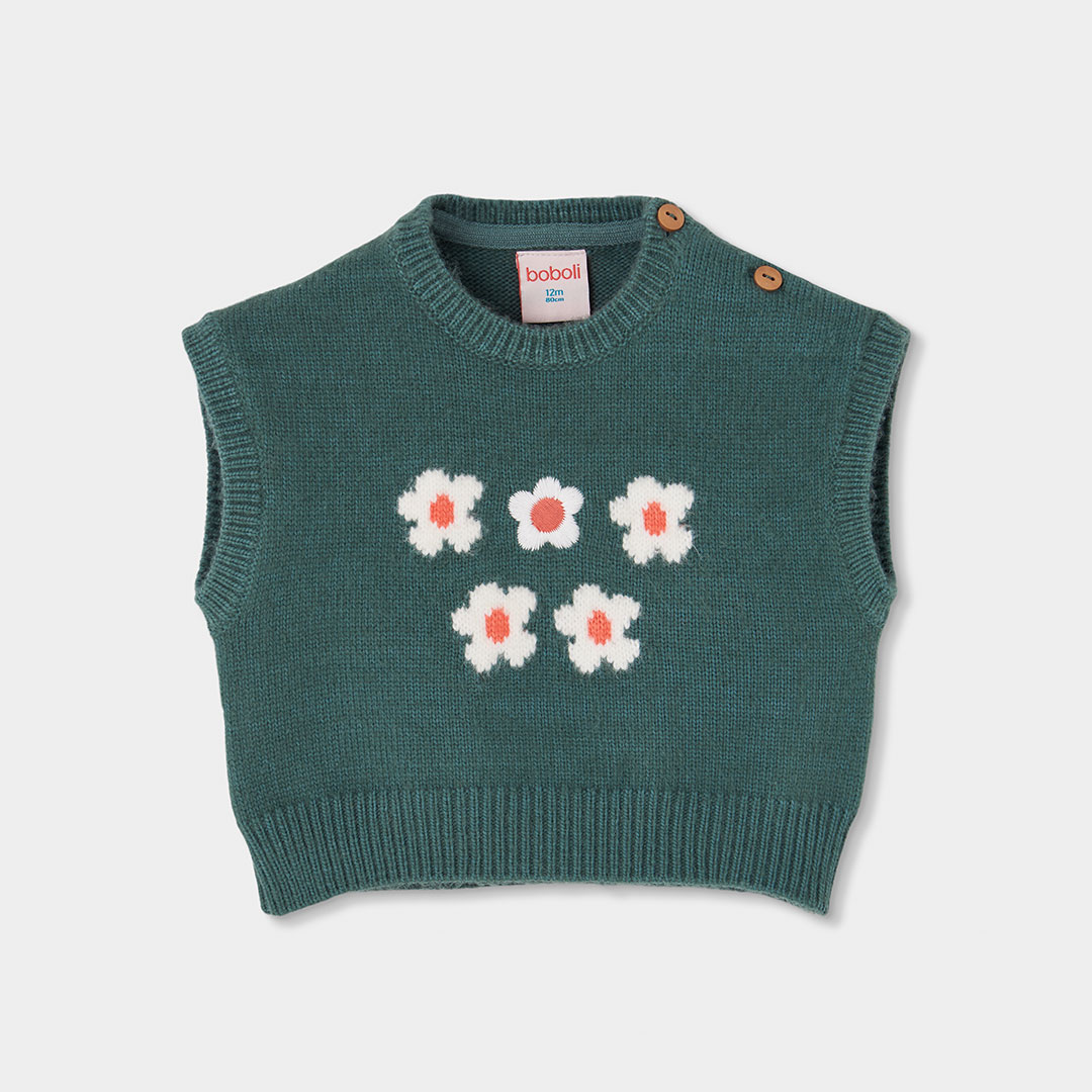 Pull sans manches fille imprimé fleurs, BOBOLI