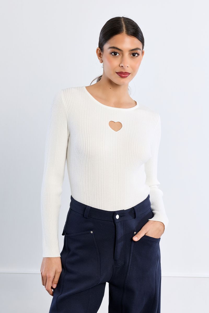 Pull côtelé, ouverture cœur, LILI SIDONIO