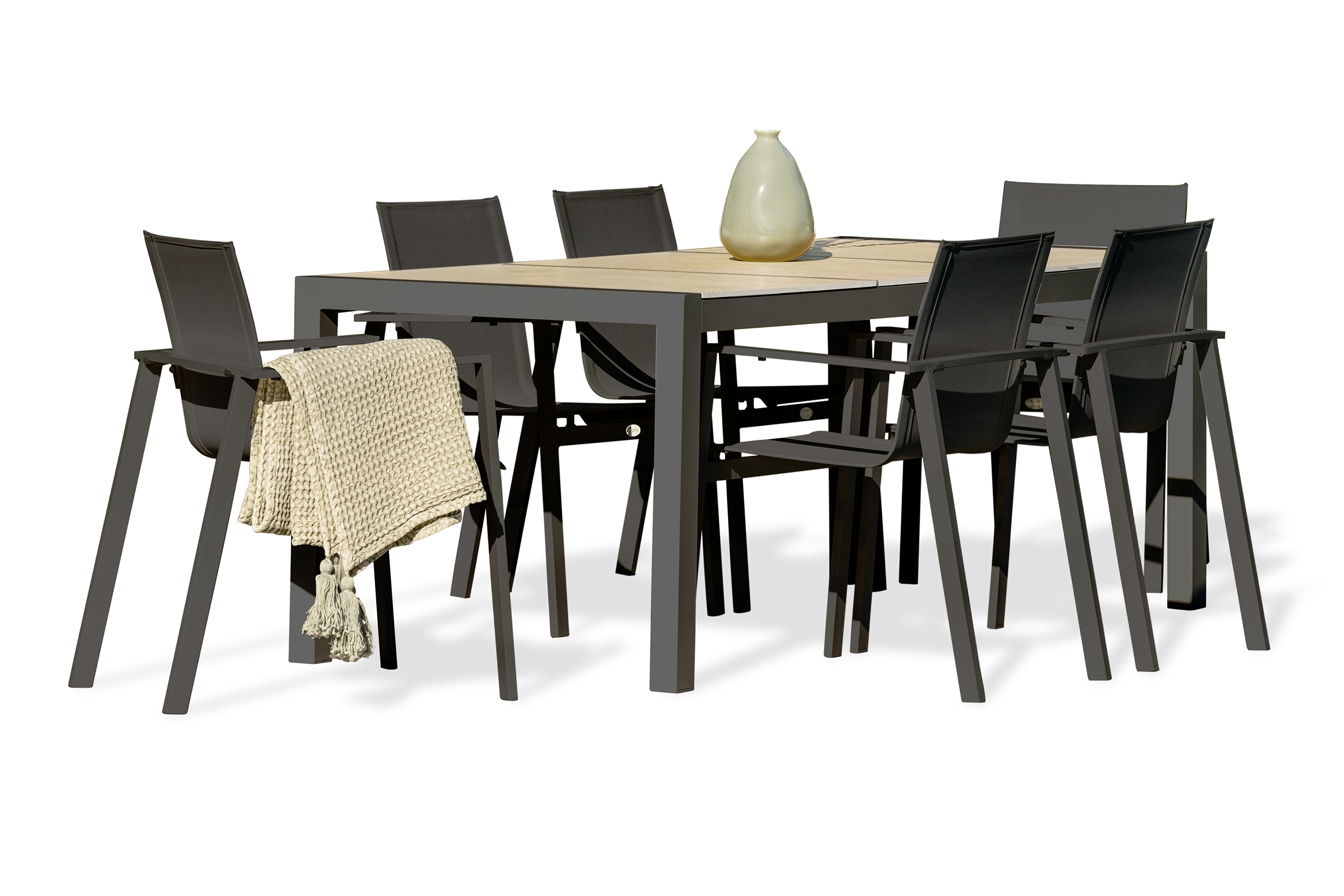 Ensemble repas de jardin avec plateau céramique VENISE, DCB GARDEN