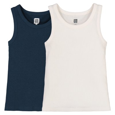 Pack of 2 Vests in Ribbed Cotton LA REDOUTE COLLECTIONS
