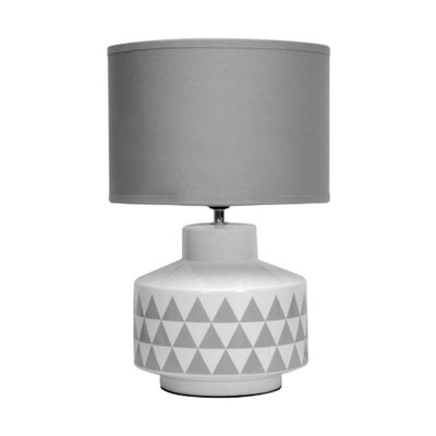 White Ceramic Table Lamp with Grey Shade SO'HOME