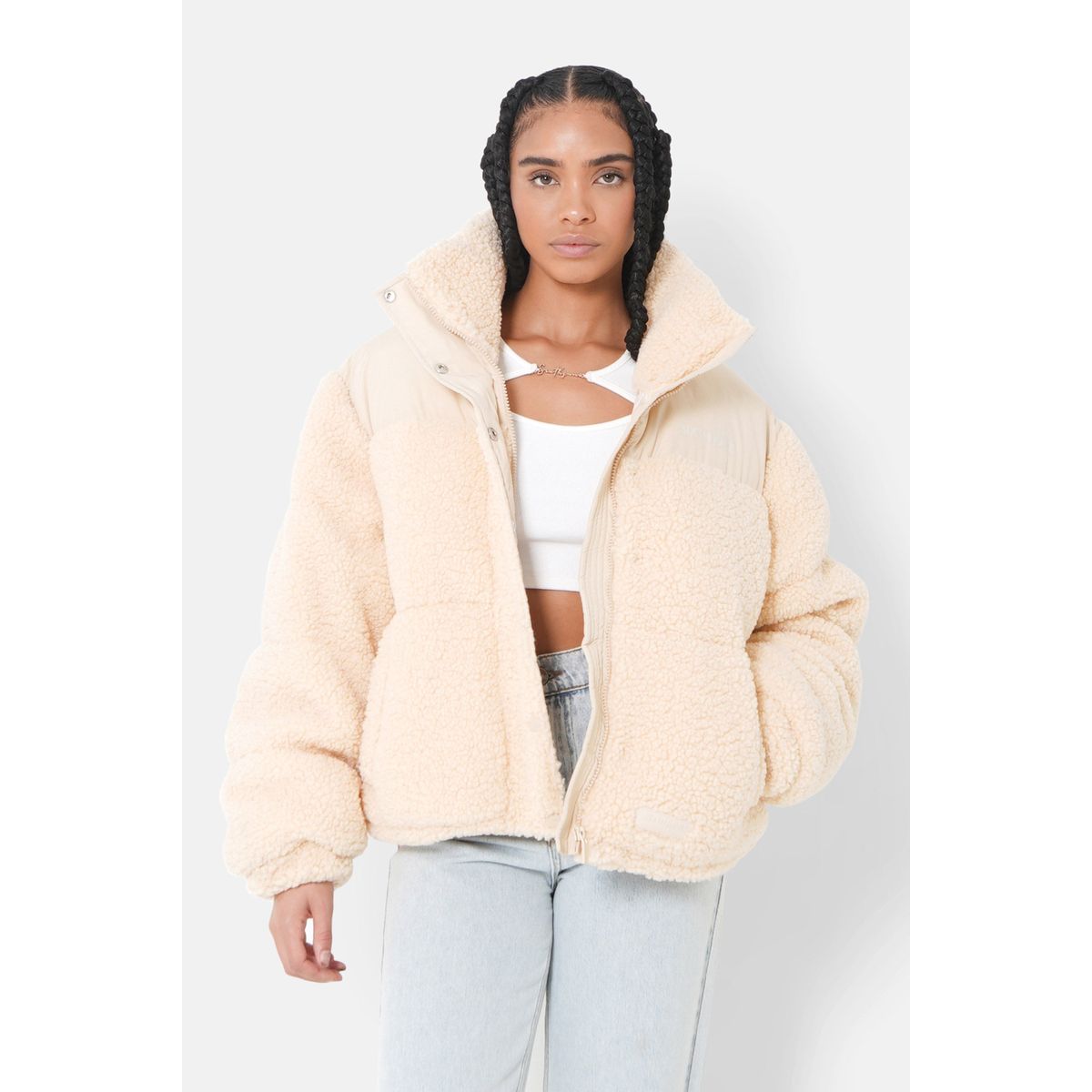 Doudoune beige shop fourrure femme