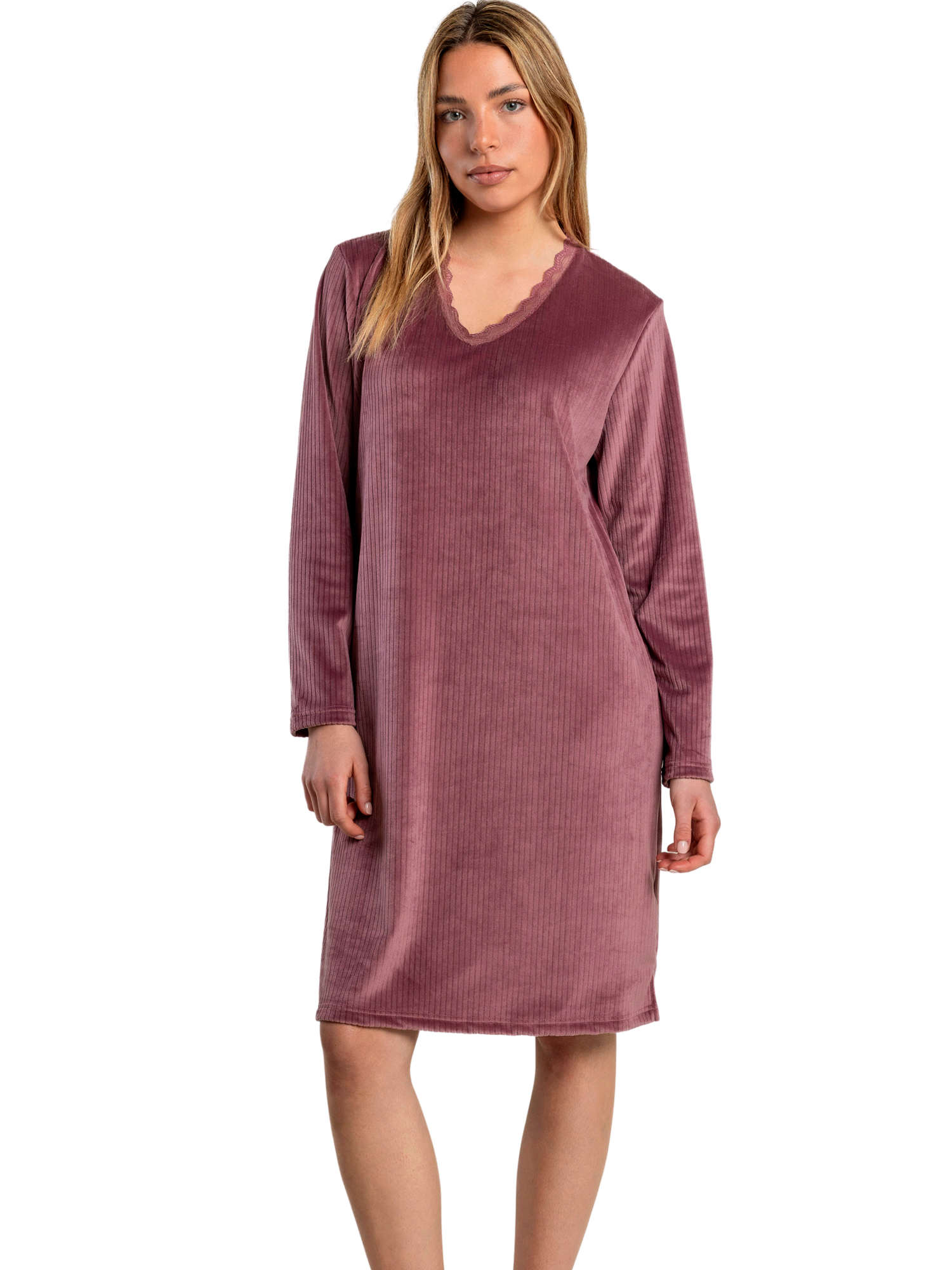 Chemise de nuit velours manches longues Night Garden, ADMAS