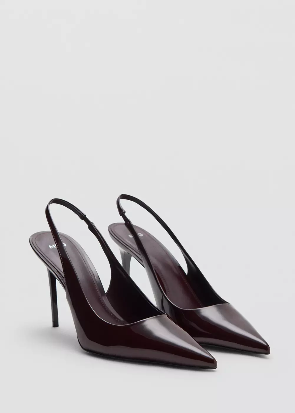 Chaussures à talon en cuir vernis, MANGO