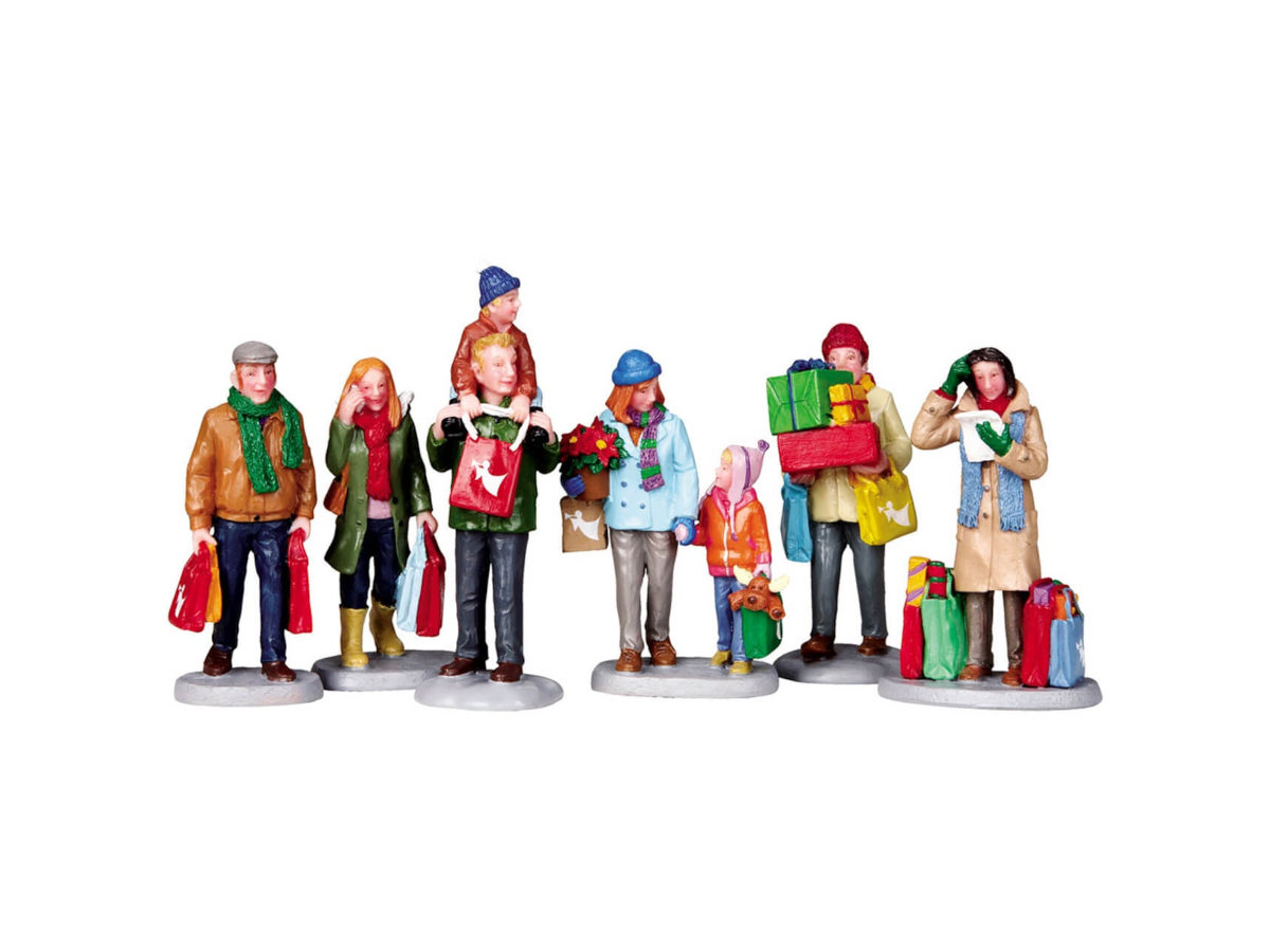 Lot de 6 figurines de vacanciers au shopping, JARDIDECO