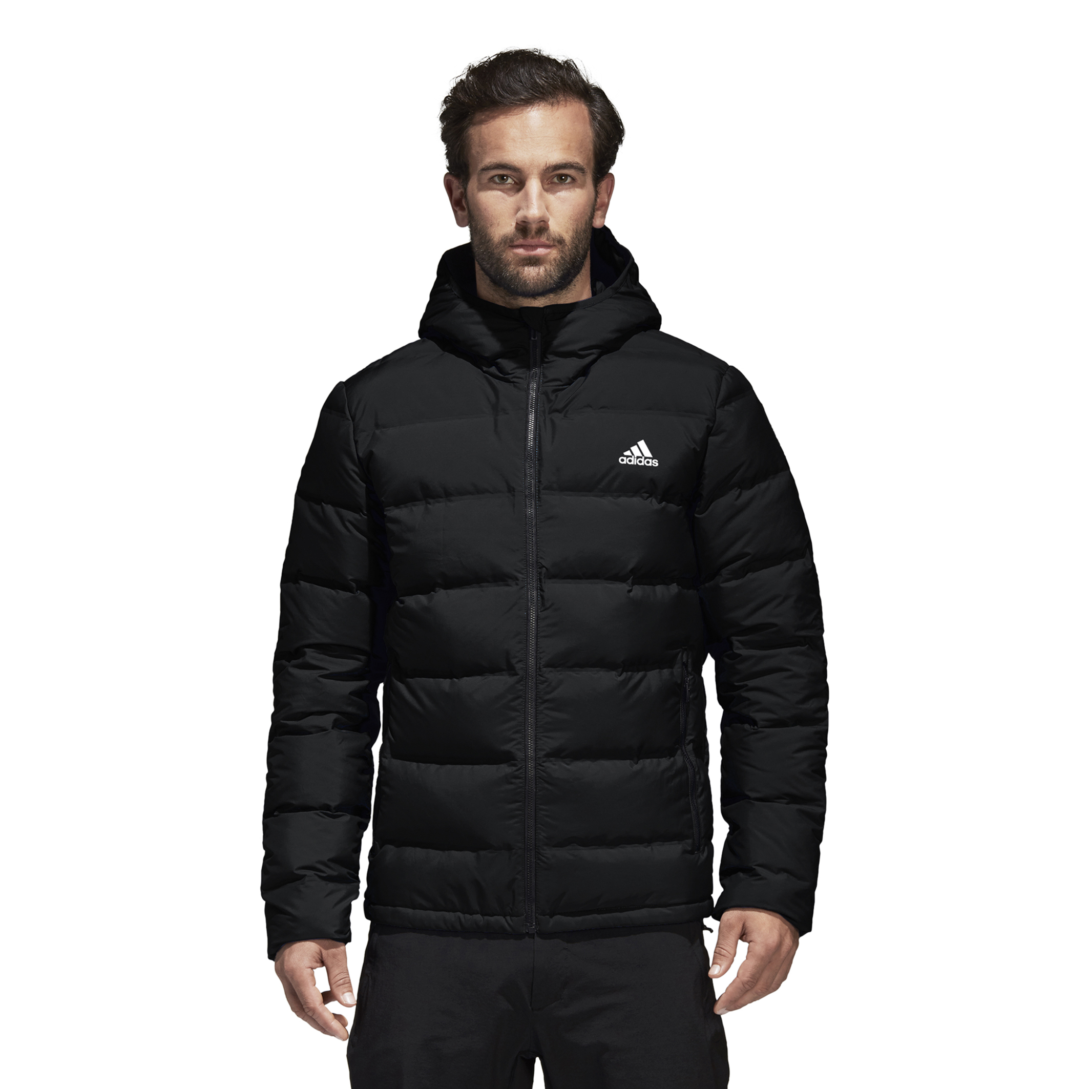 Short hooded winter puffer jacket with stand-up collar , black, Adidas  Performance | La Redoute