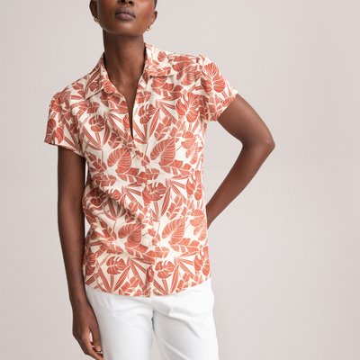 Palm Tree Print Shirt with Short Sleeves ANNE WEYBURN