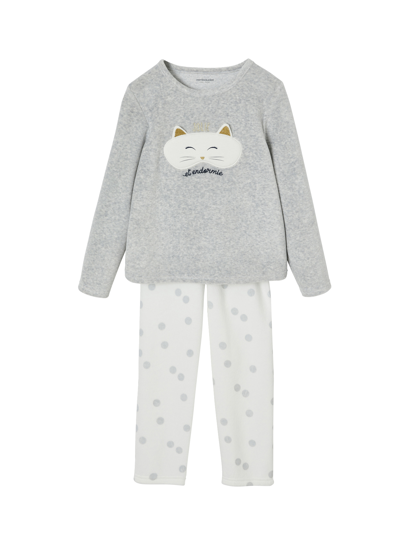 Pyjama en velours "masque de chat", VERTBAUDET