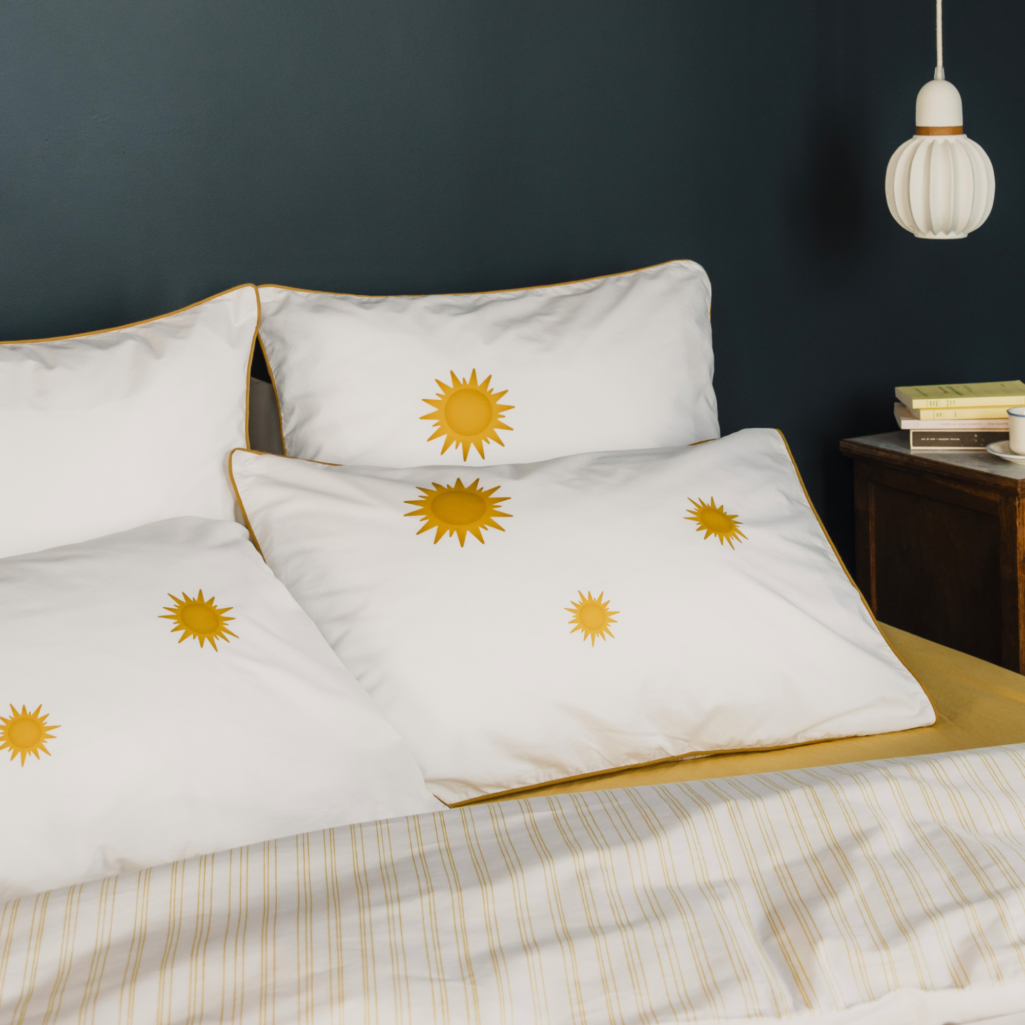 Taie d'oreiller en percale de coton, SOLEIL, BLANC CERISE