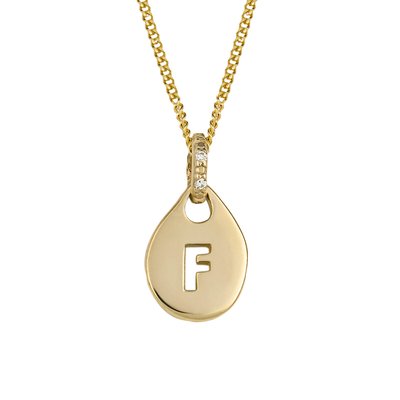 9ct Gold Alphabet 'F' Tag Necklace ELEMENTS GOLD