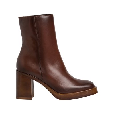 Leather Heeled Ankle Boots with Square Toe TAMARIS