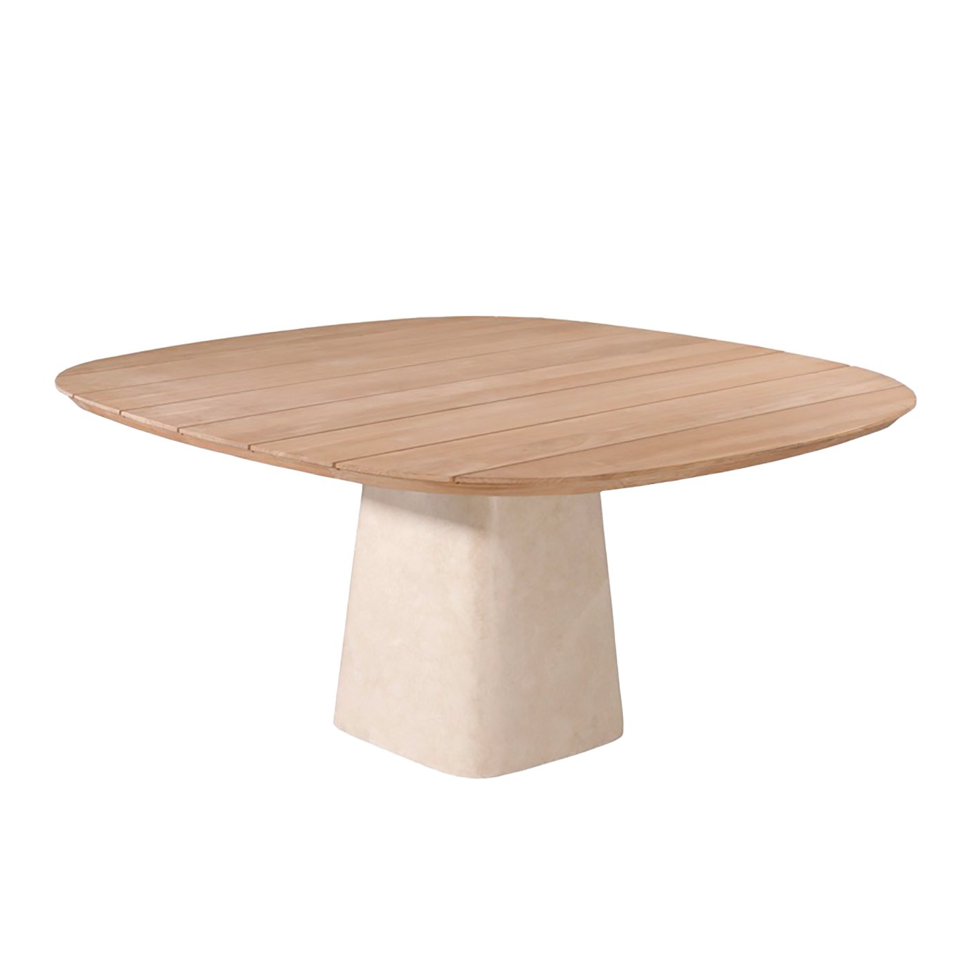 Table de jardin carrée en ciment et teck, TIAGO, GESCOVA