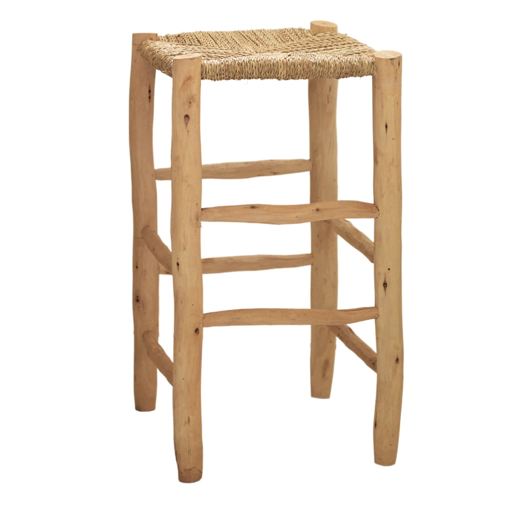 Tabouret de bar bois et doum - LOJI - hauteur 70 cm, HOME MAISON