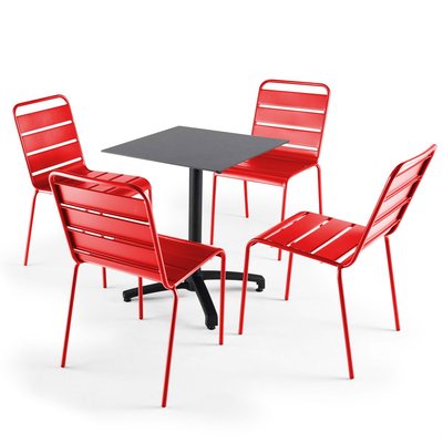 Table inclinable en HPL et 4 chaises en métal OVIALA
