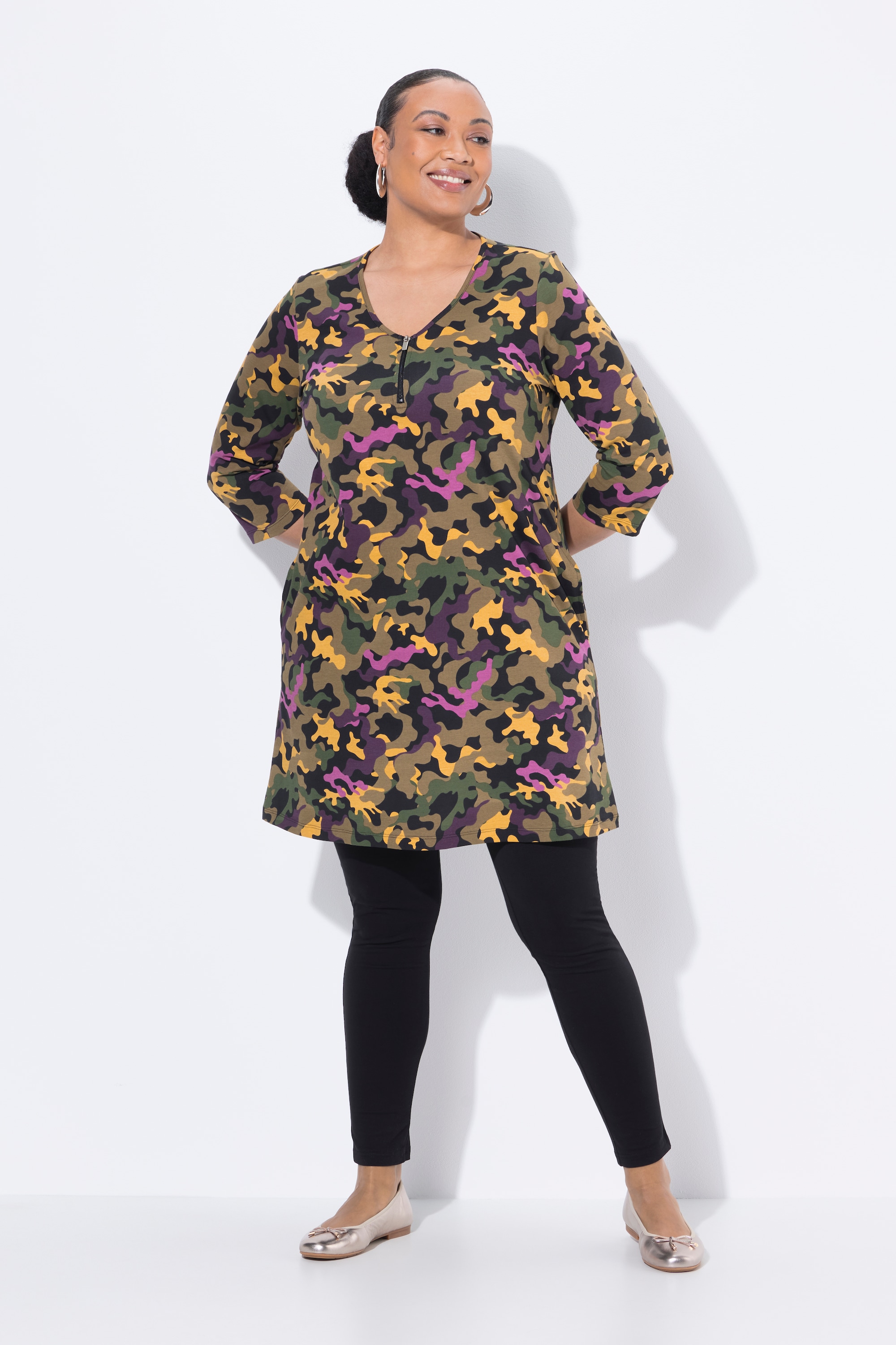 T-shirt long, avec fermeture zippée, ULLA POPKEN