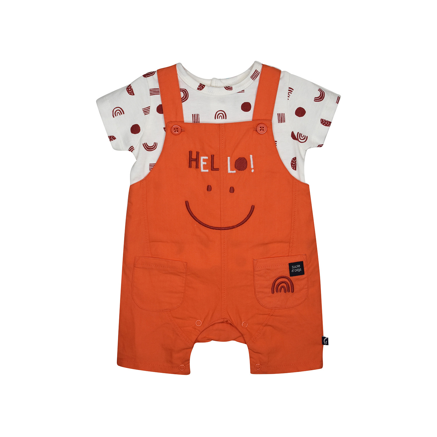 Tshirt salopette liam popeline court naissance, SUCRE D'ORGE