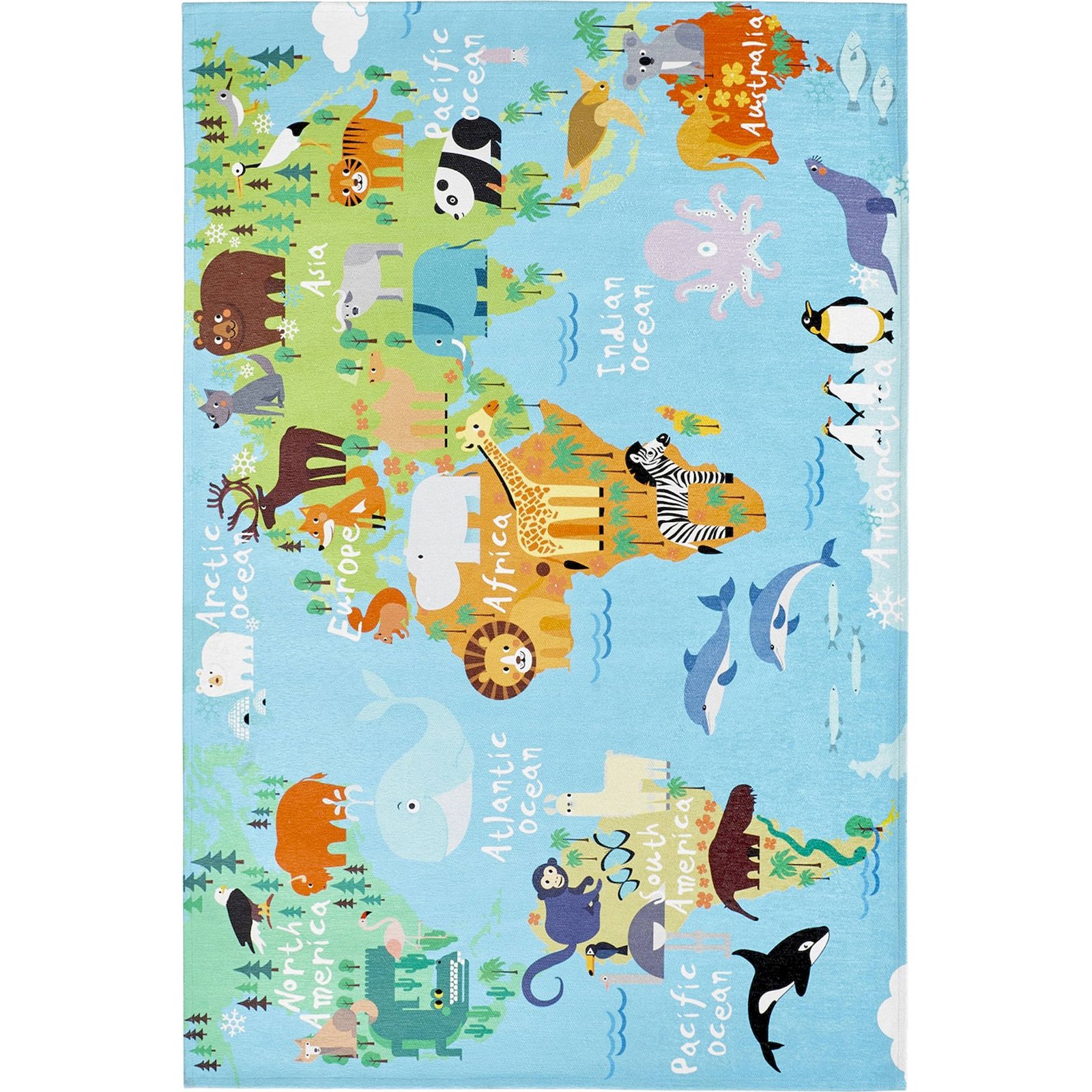 Tapis enfant rectangulaire, Carte du monde, ARTE ESPINA