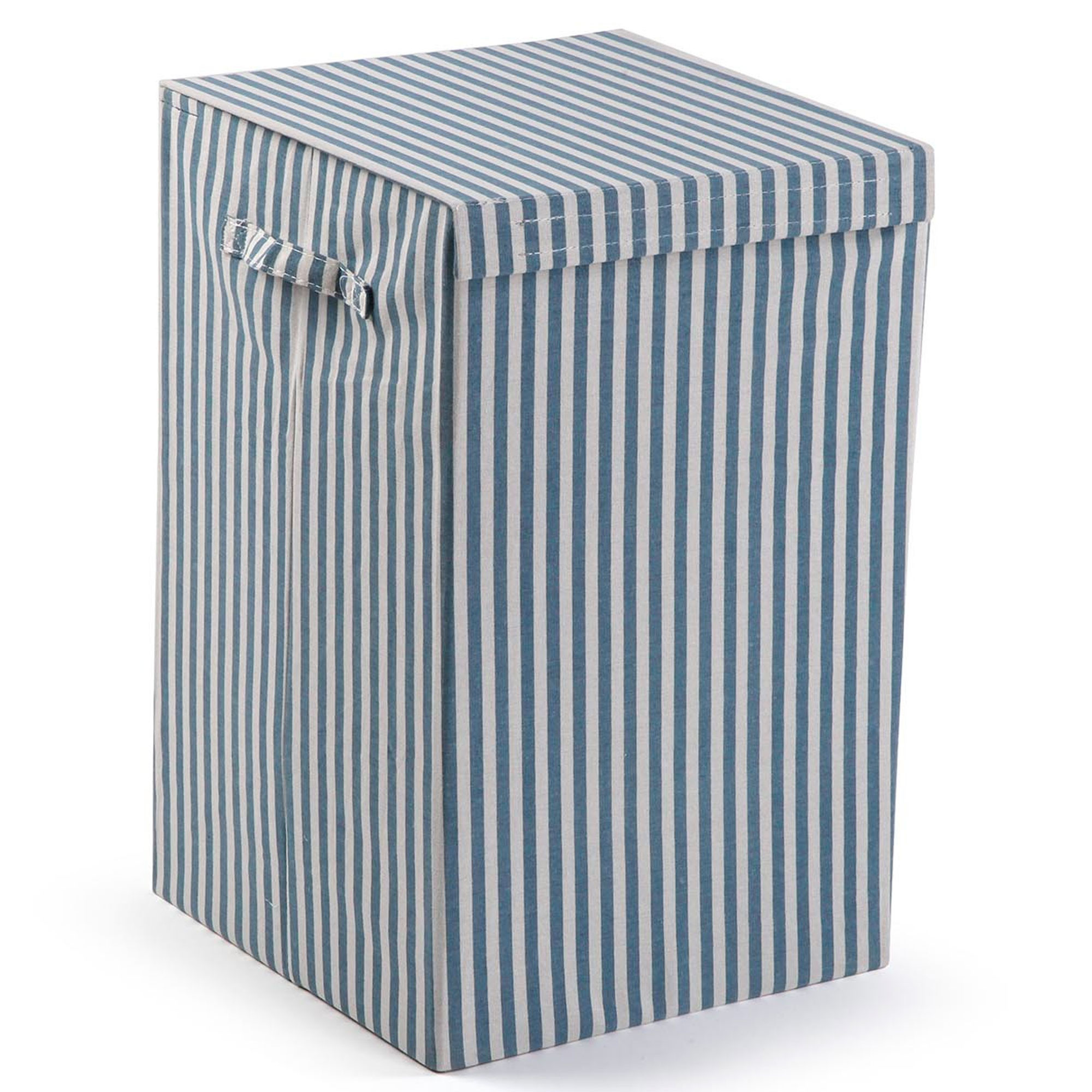 Panier à linge rayé bleu 35x35x55cm, VERSA