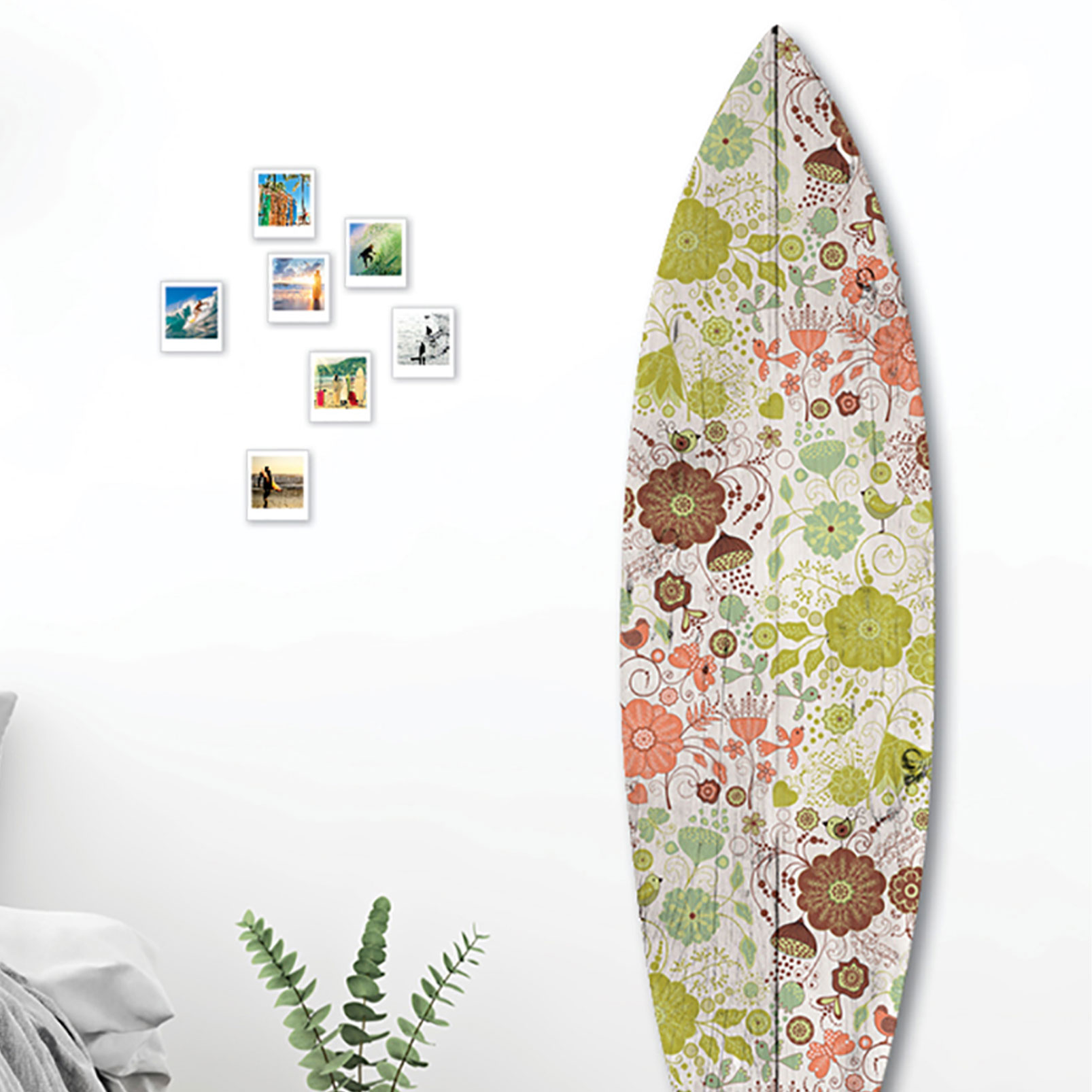 Planche de surf décorative fleuri rétro, HEXOA
