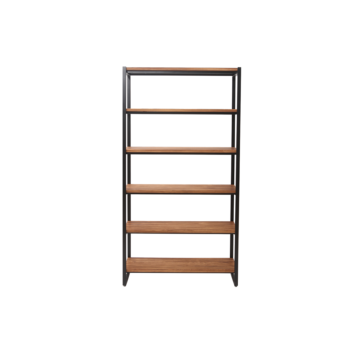 Bibliothèque industrielle ouverte en bois clair et métal noir L100 cm ARISTOTE, MILIBOO