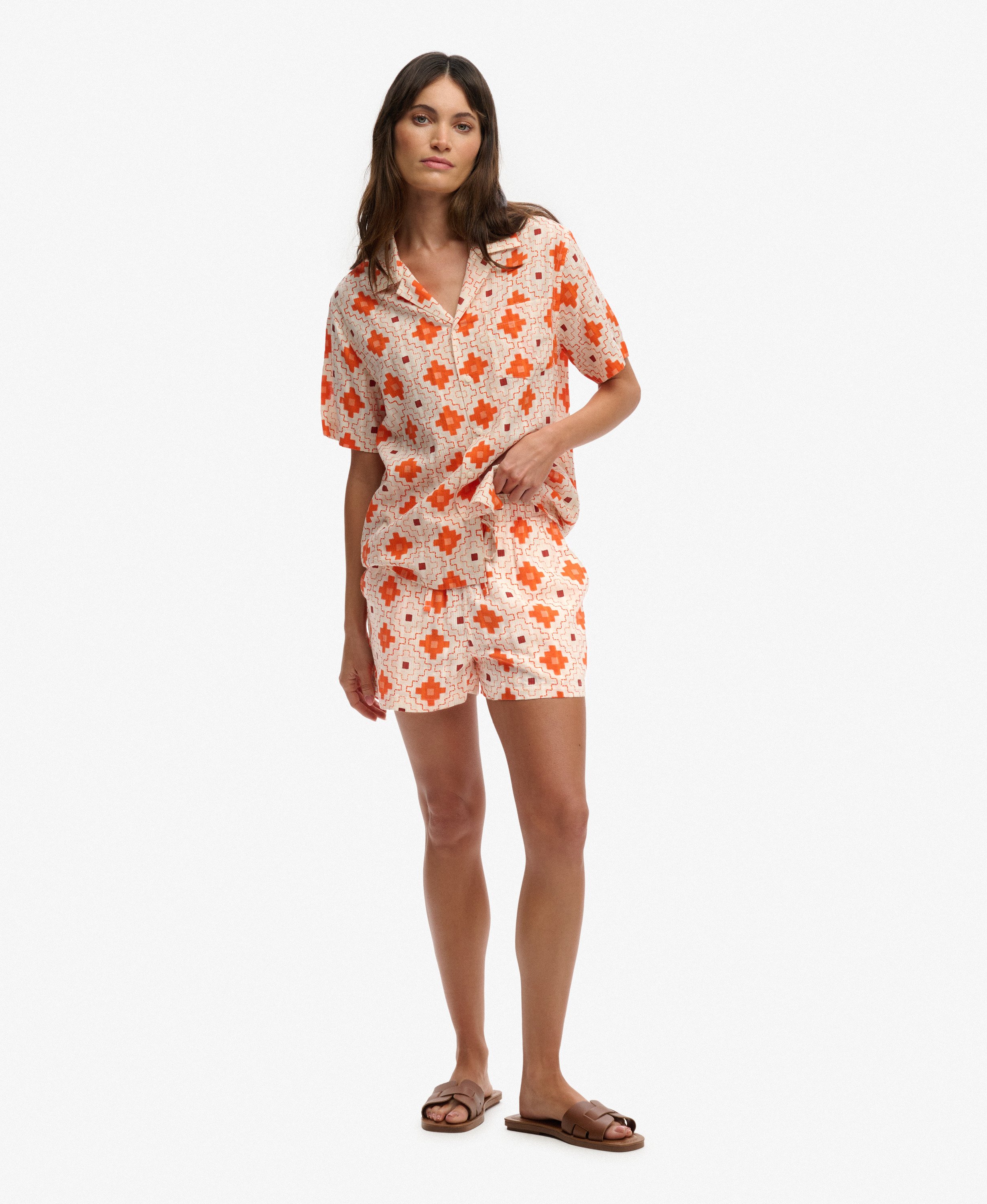 Short de plage imprimé en coton, SUPERDRY