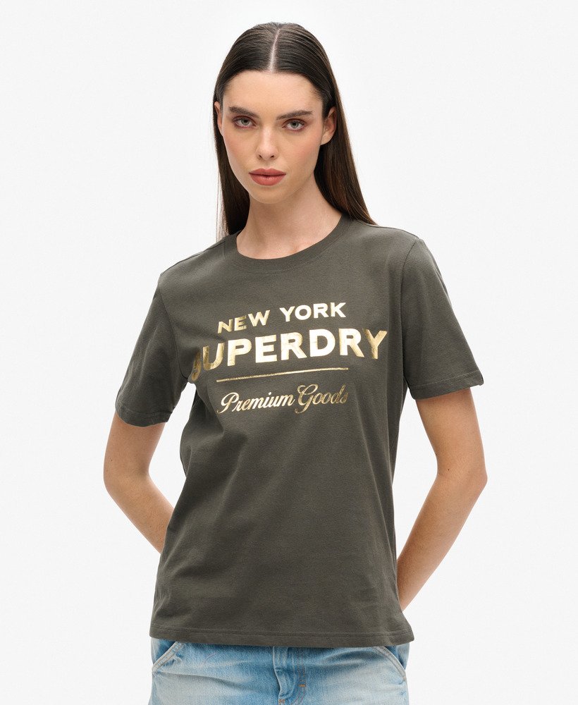 T-shirt à logo métallisé Luxe, SUPERDRY