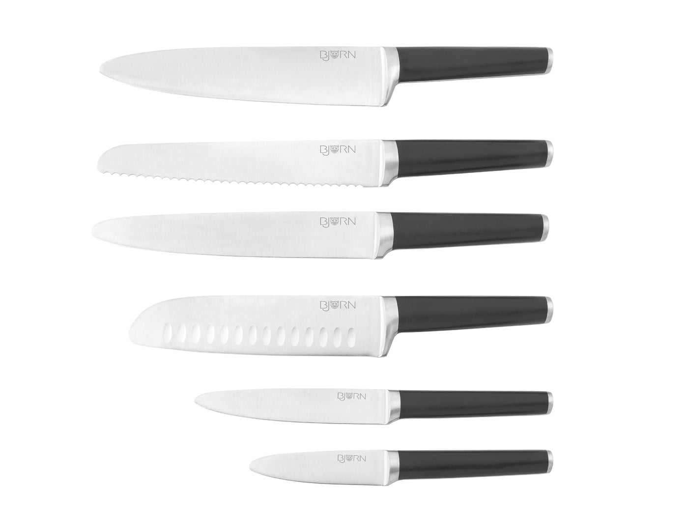 Lot de 6 couteaux de cuisine en inox, NUDE, BJORN