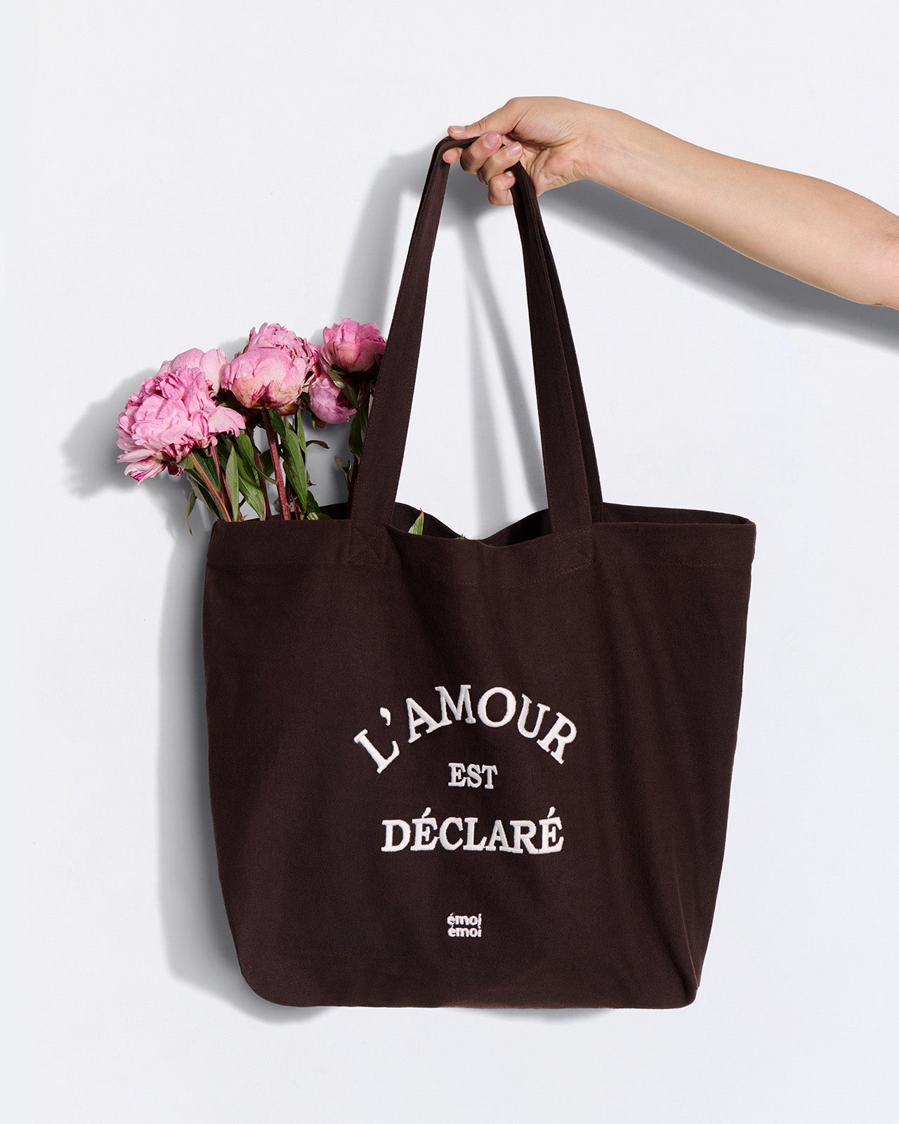 Cabas brodé L'amour est déclaré, EMOI EMOI
