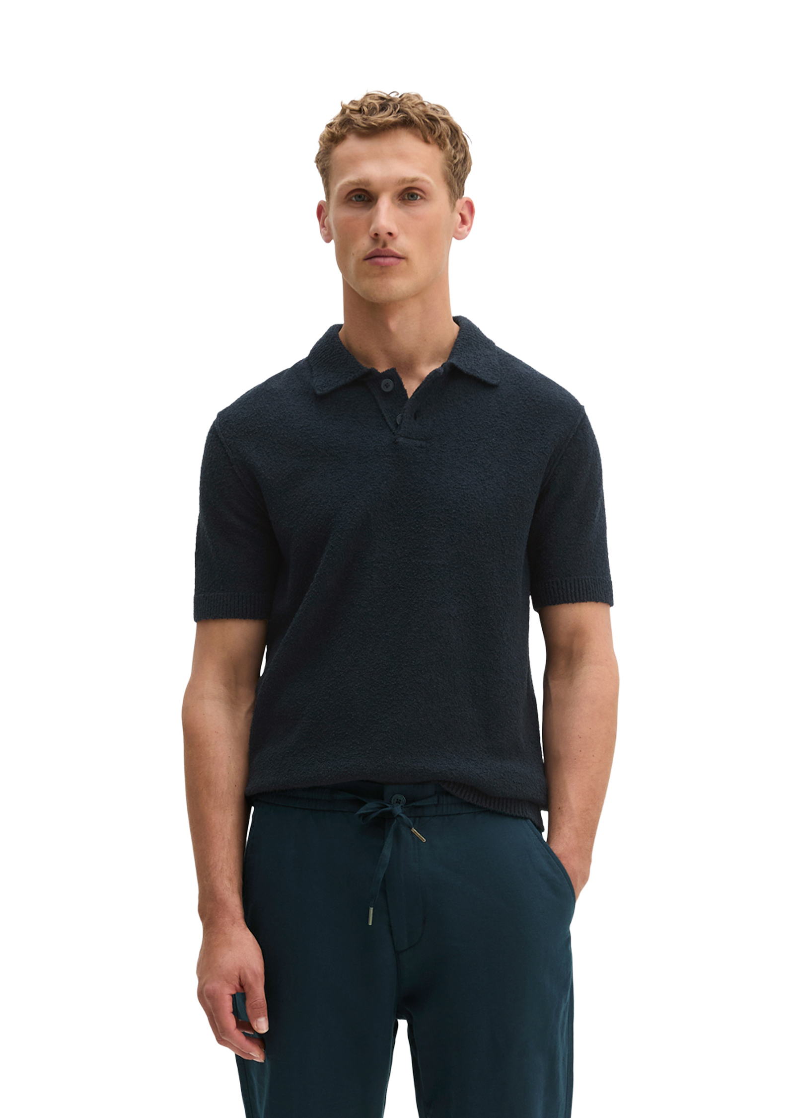Polo en bouclette régulier en doux mélange de coton bio, MARC O'POLO